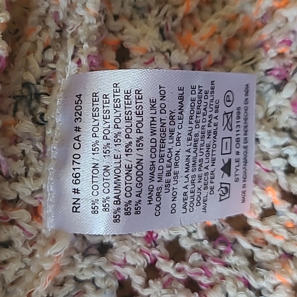 Anthro Akemi+Kin 'Hattie' Mulit-Color Crochet Poncho Sweater - Size OSFM - Picture 8 of 8